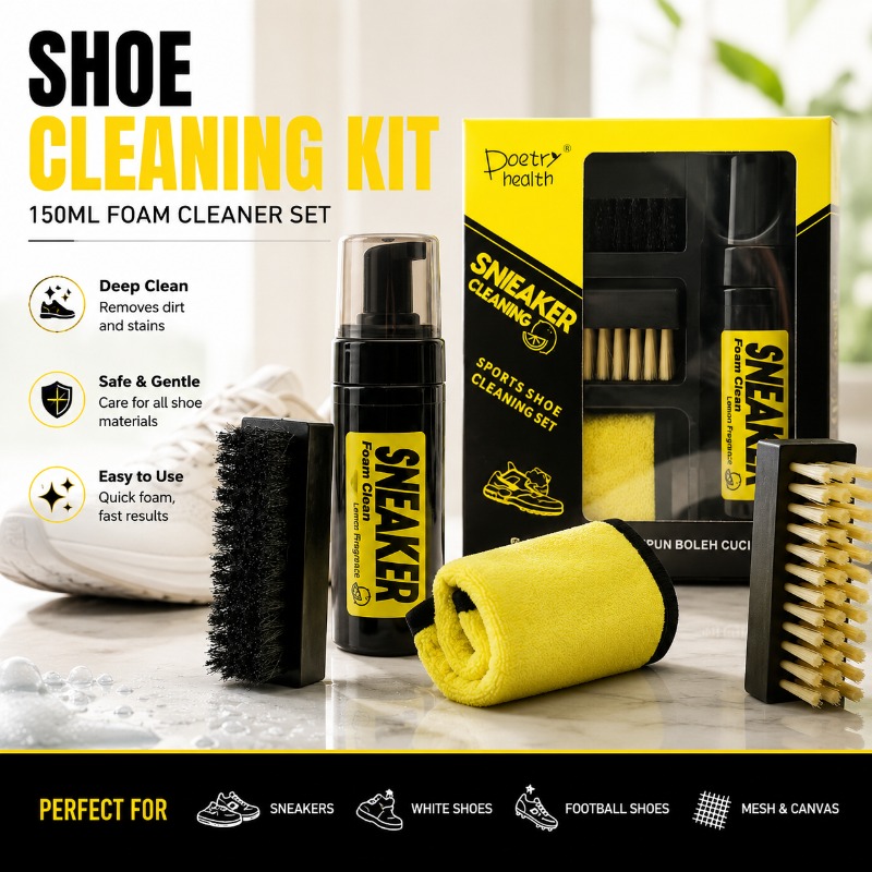 White Sneaker Care Kit - Shoe Cleaning Kit 150ML Foam Cleaner