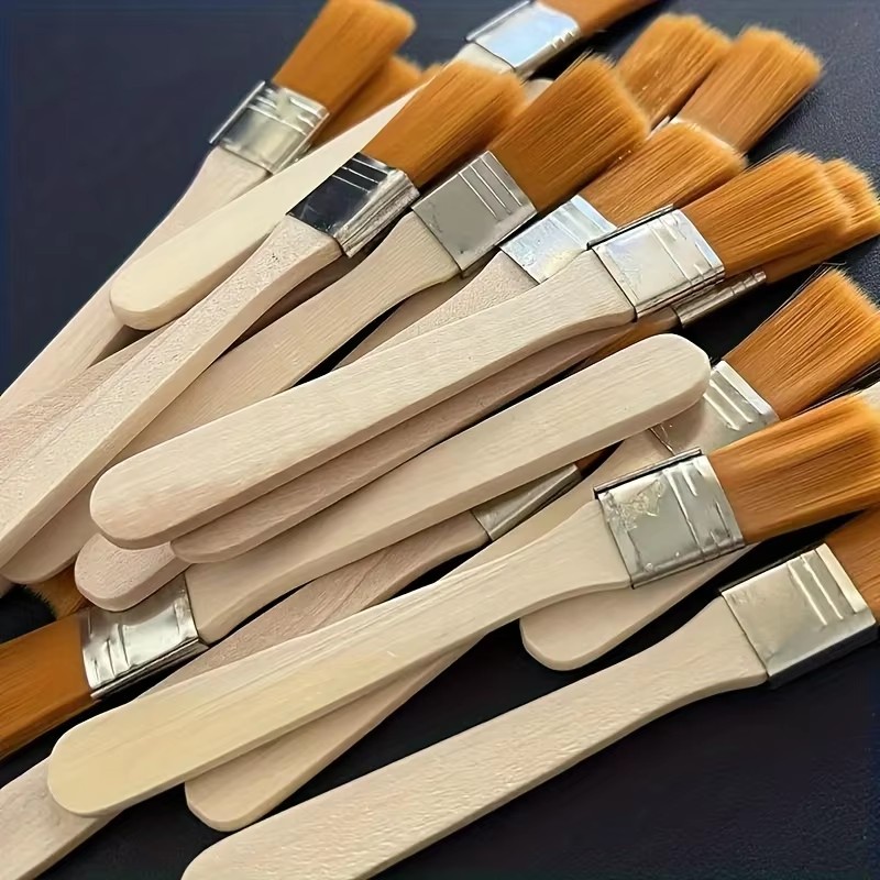 Brush Bristle Set - 10Pcs Wooden Handle Nylon Bristle Paint
